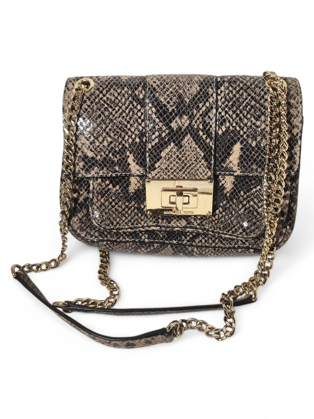 Michael Kors Snake-Print Crossbody with Gold Hardware